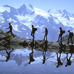 People Hiking in the Italian Alps